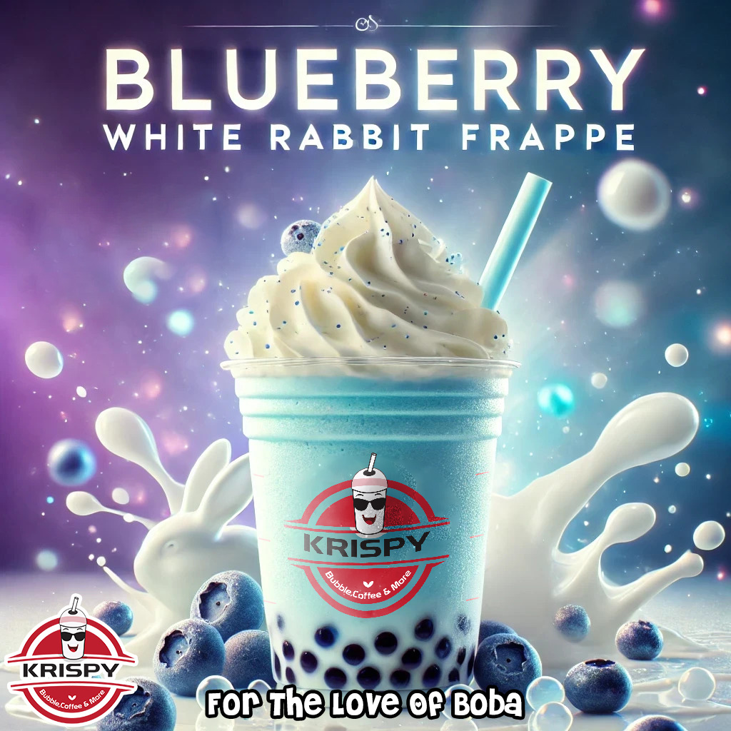 Krispy blueberry white rabbit frappe